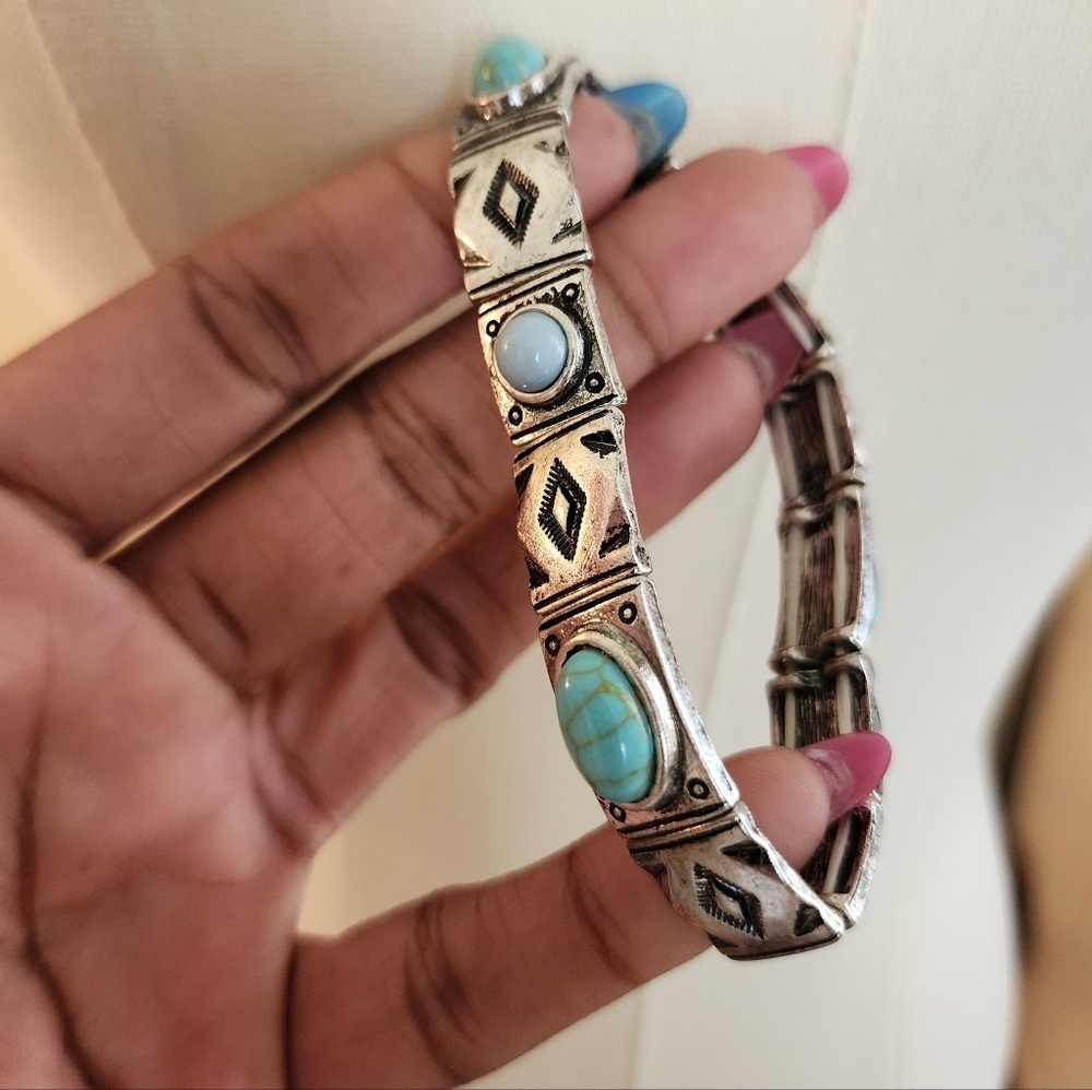Southwester Turquoise and Silver Costume Bracelet
